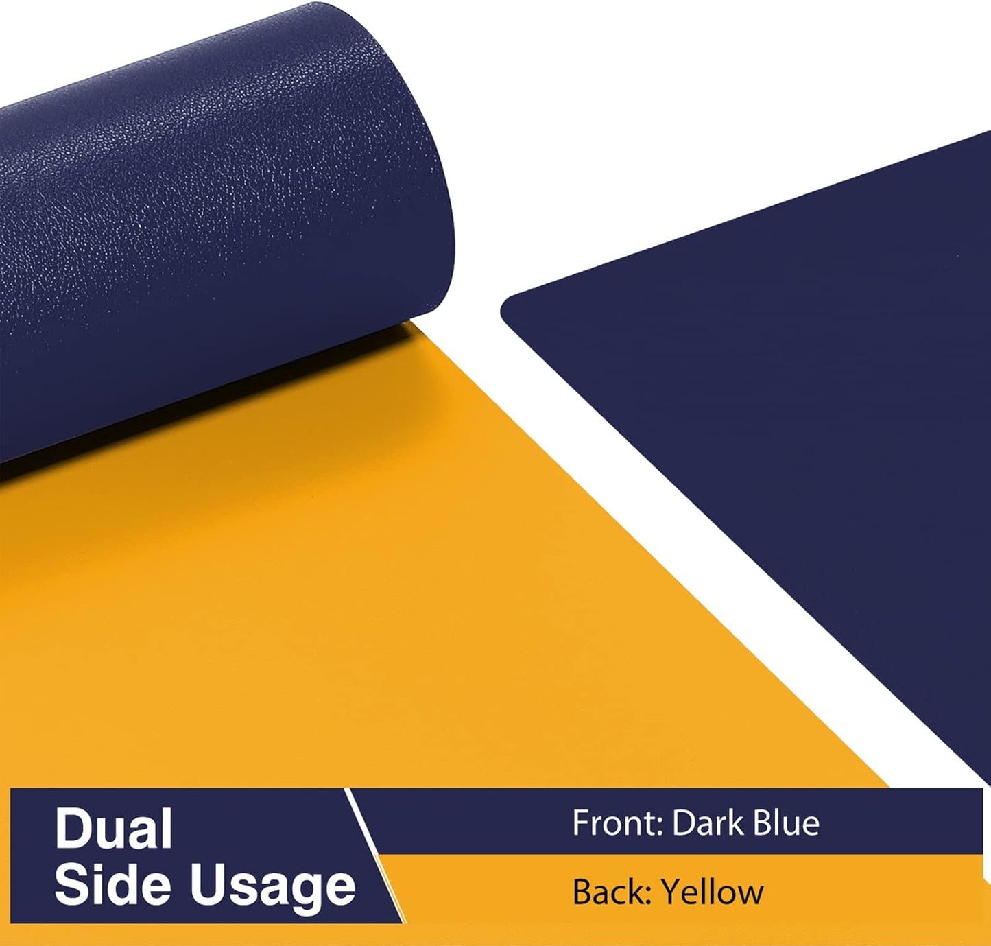 Dual Sided Desk Pad, Large Desk Mat, Waterproof Desk Blotter Protector Mouse Pad, Leather Desk Pad Large for Keyboard and Mouse (36" X 17", Dark Blue/Yellow)