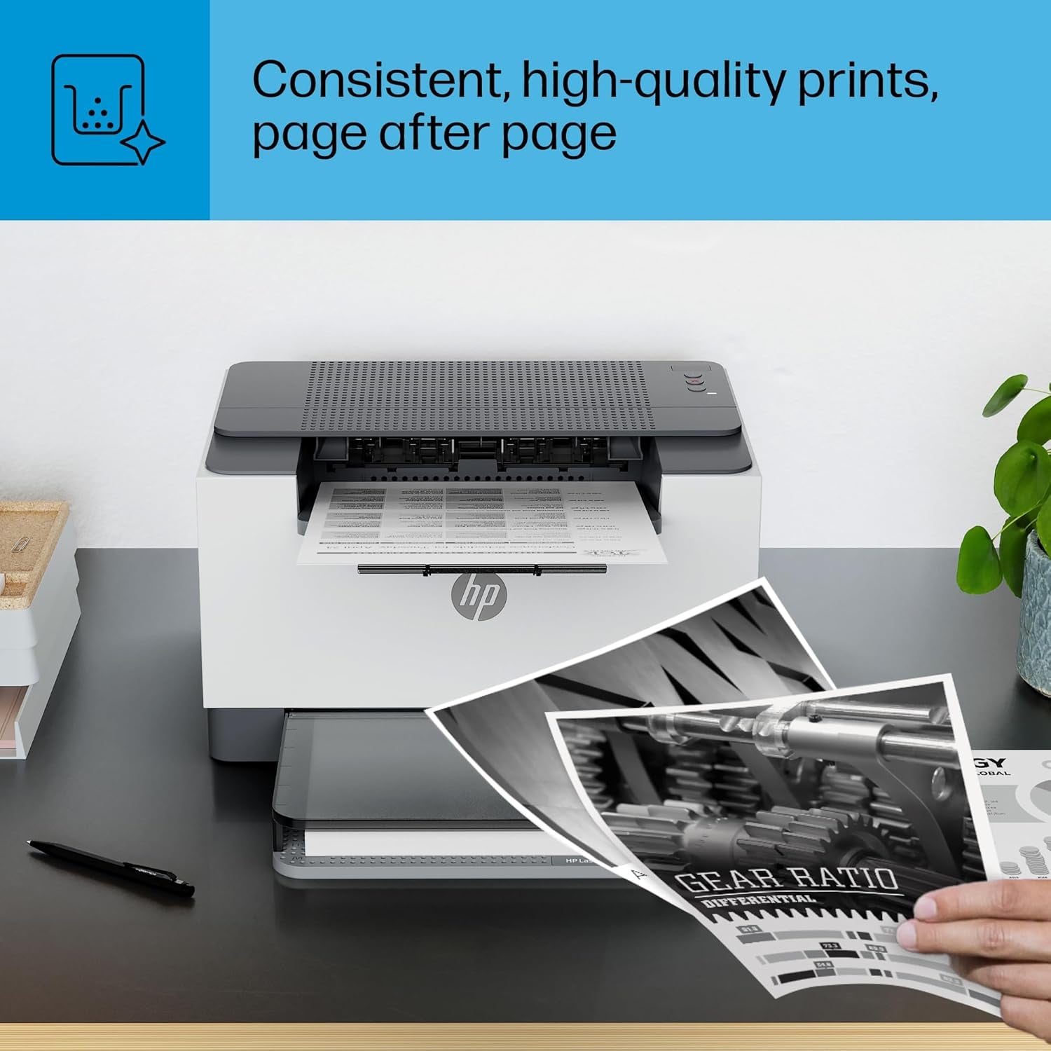Laserjet M209D Laser Printer, Black and White, Automatic Duplex, USB Only (Cable Included), Best for Home Office (8J9L0F)
