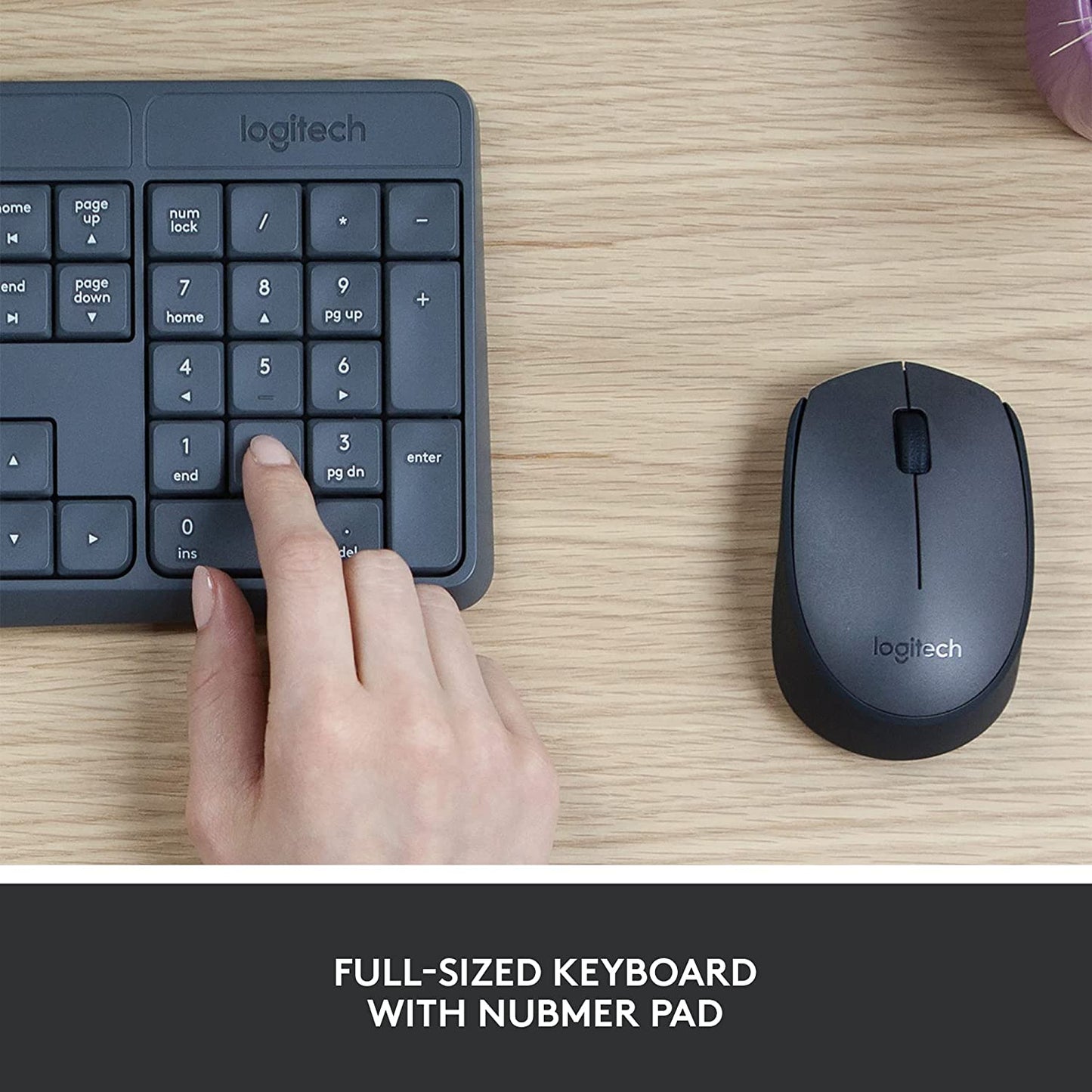 MK235 Wireless Keyboard and Mouse Combo for Windows, USB Receiver, 15 FN Keys, Long Battery Life, Compatible with PC, Laptop