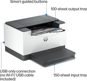Laserjet M209D Laser Printer, Black and White, Automatic Duplex, USB Only (Cable Included), Best for Home Office (8J9L0F)