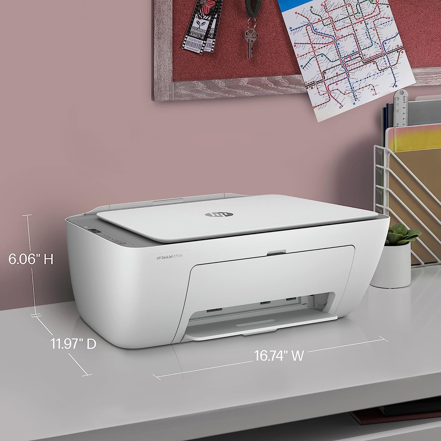 Deskjet 2755E Wireless Color Inkjet-Printer, Print, Scan, Copy, Easy Setup, Mobile Printing, Best-For Home, 6 Months of Instant Ink Included, White (Packaging May Vary) 6 Months of Ink with +
