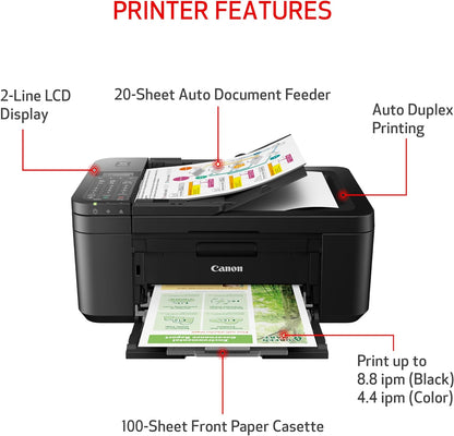 PIXMA TR4720 All-In-One Wireless Printer, Home Use with Auto Document Feeder, Mobile Printing and Built-In Fax, Black