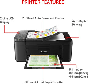 PIXMA TR4720 All-In-One Wireless Printer, Home Use with Auto Document Feeder, Mobile Printing and Built-In Fax, Black