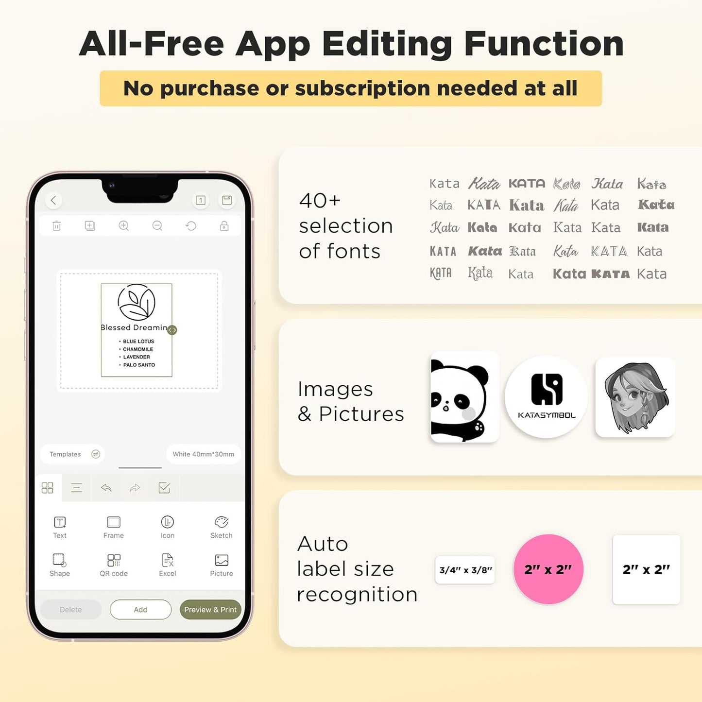 T50M Pro Bluetooth Label Maker Machine with Tape, Wide Waterproof Label, Versatile App with 40 Fonts and 450+ Icons, Inkless Labeler for Home, Kitchen, School, Office Organization, Black