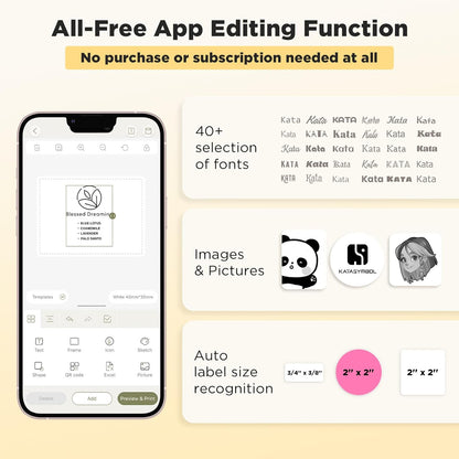 T50M Pro Bluetooth Label Maker Machine with Tape, Wide Waterproof Label, Versatile App with 40 Fonts and 450+ Icons, Inkless Labeler for Home, Kitchen, School, Office Organization, Black