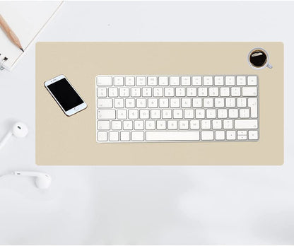 Desk Pad Office Desktop Protecter, PU Leather Desk Mat Blotters Organizer with Comfortable Writing Surface (23.6" X 11.8", Beige)