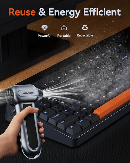 MF100 Electric Air Duster-150000Rpm Super Power Cordless Air Duster, Rechargeable Brushless Motor Durable Blower, 3-Gear Adjustable Dust Blower for Computer, Keyboard, Outdoor, House and Car