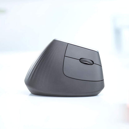 MX Vertical Wireless Mouse – Ergonomic Design Reduces Muscle Strain, Move Content between 3 Windows and Apple Computers, Rechargeable, Graphite