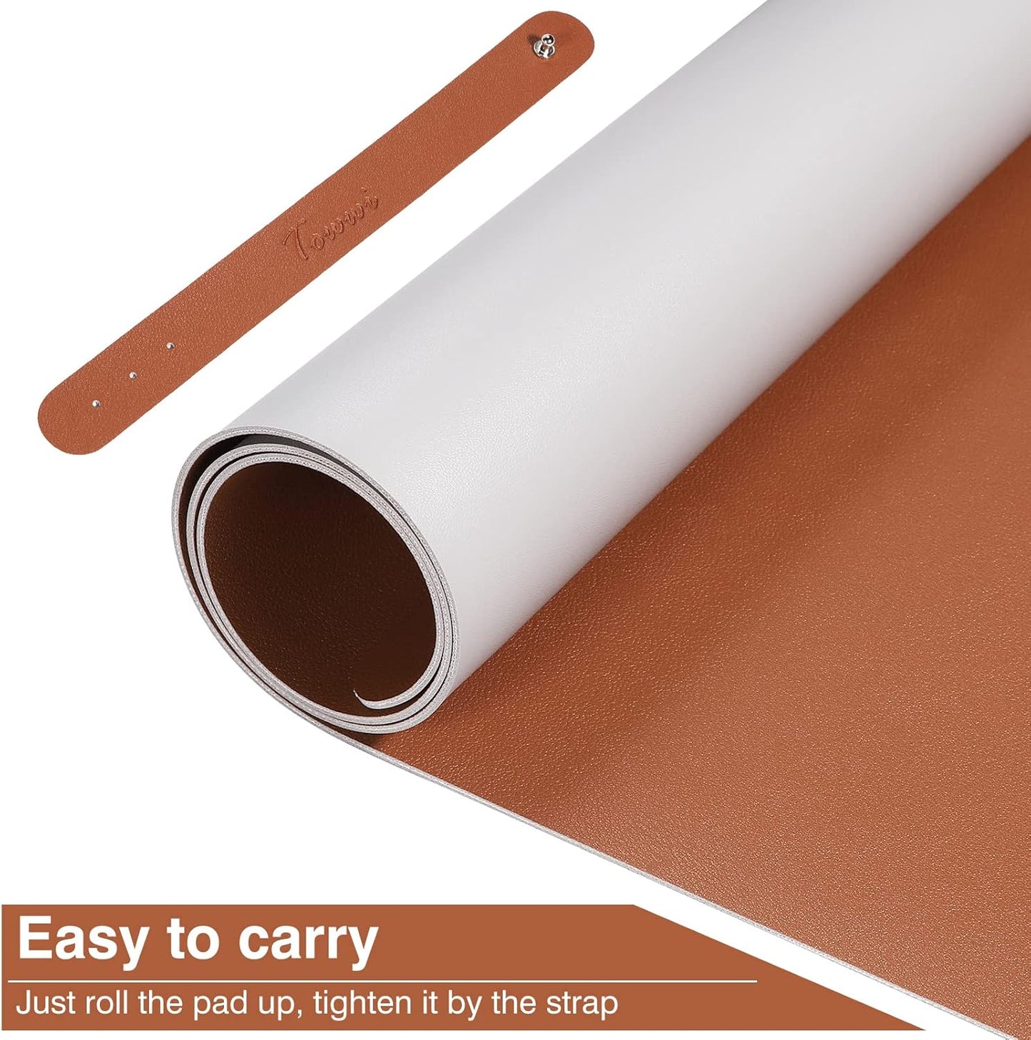 Dual Sided Desk Pad, Large Desk Mat, Waterproof Desk Blotter Protector Mouse Pad, Leather Desk Pad Large for Keyboard and Mouse (32" X 16", Brown/Gray)