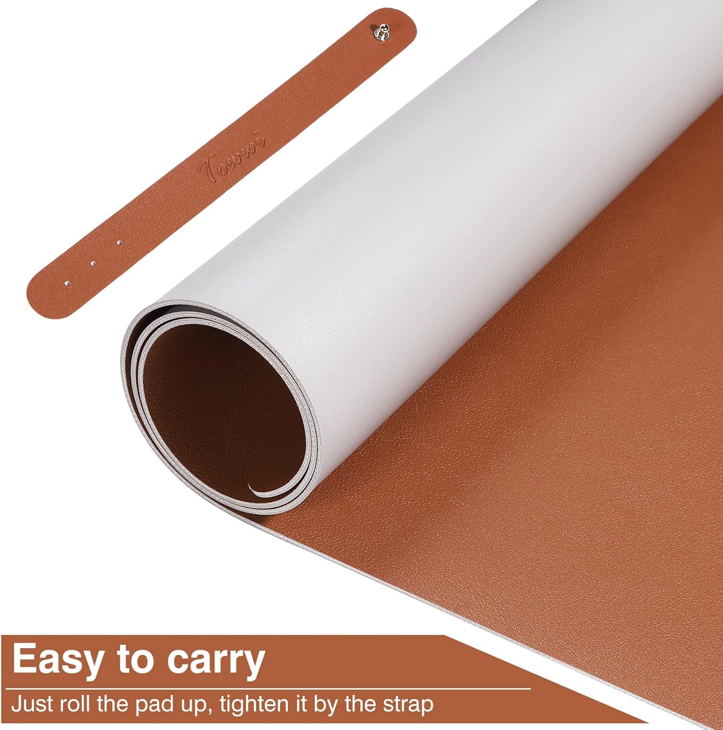 Dual Sided Desk Pad, Large Desk Mat, Waterproof Desk Blotter Protector Mouse Pad, Leather Desk Pad Large for Keyboard and Mouse (32" X 16", Brown/Gray)