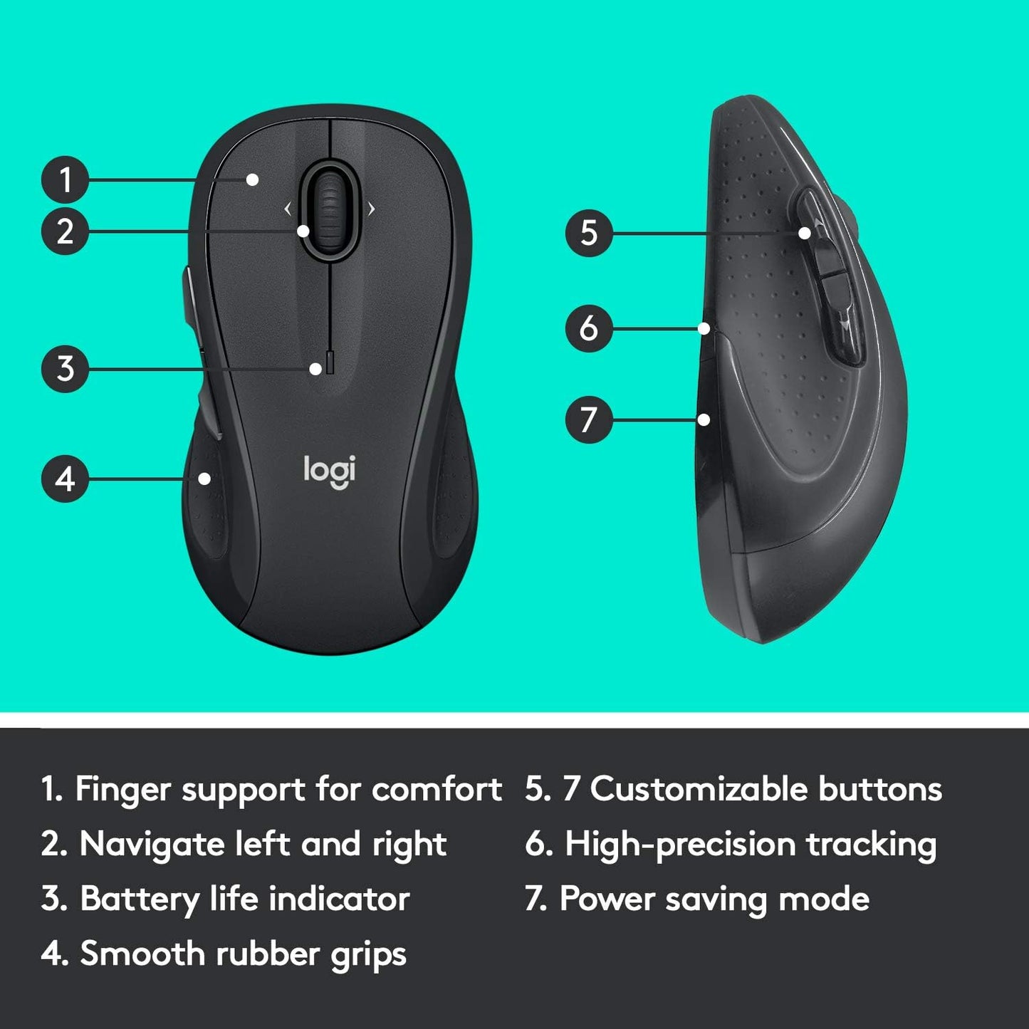 M510 Wireless Computer Mouse for PC with USB Unifying Receiver - Graphite