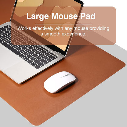 Dual Sided Desk Pad, Large Desk Mat, Waterproof Desk Blotter Protector Mouse Pad, Leather Desk Pad Large for Keyboard and Mouse (32" X 16", Brown/Gray)