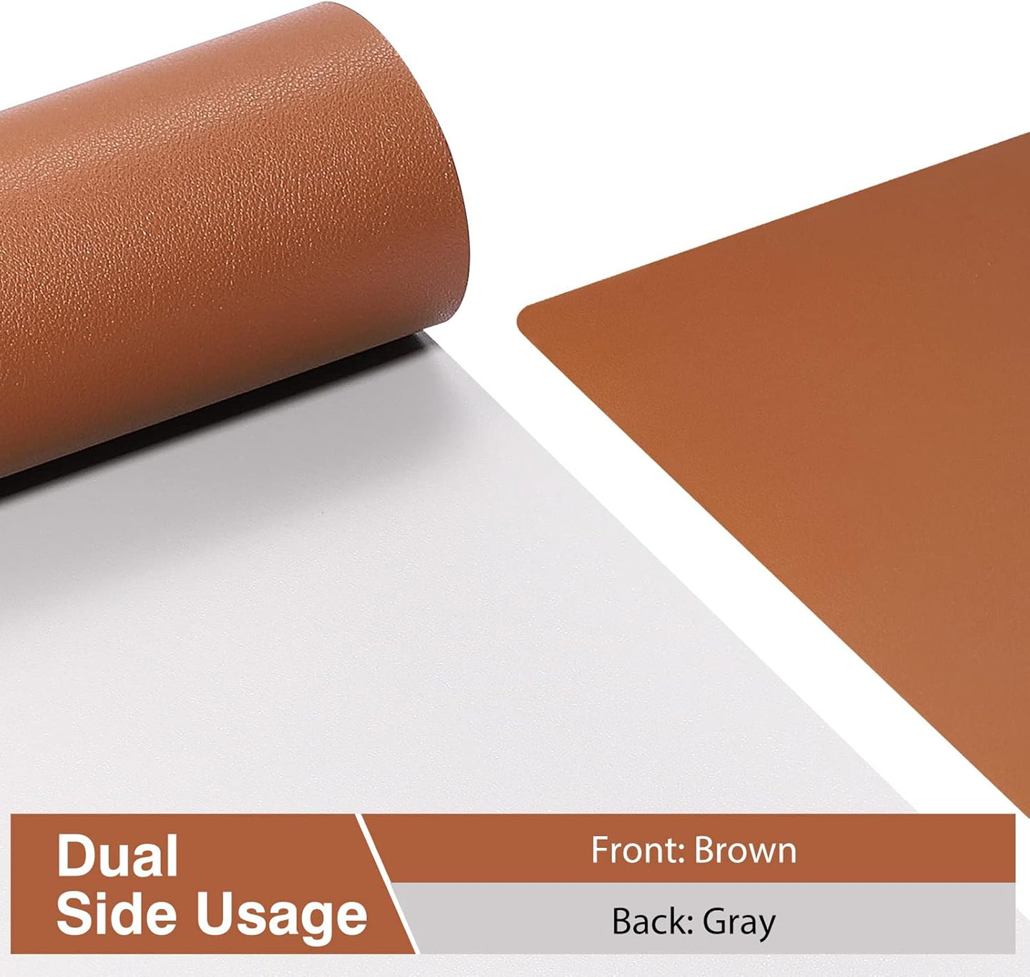Dual Sided Desk Pad, Large Desk Mat, Waterproof Desk Blotter Protector Mouse Pad, Leather Desk Pad Large for Keyboard and Mouse (32" X 16", Brown/Gray)